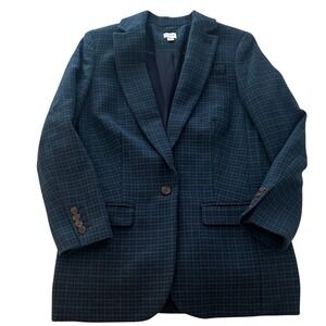 J. Crew Dark Green Checkered Blazer